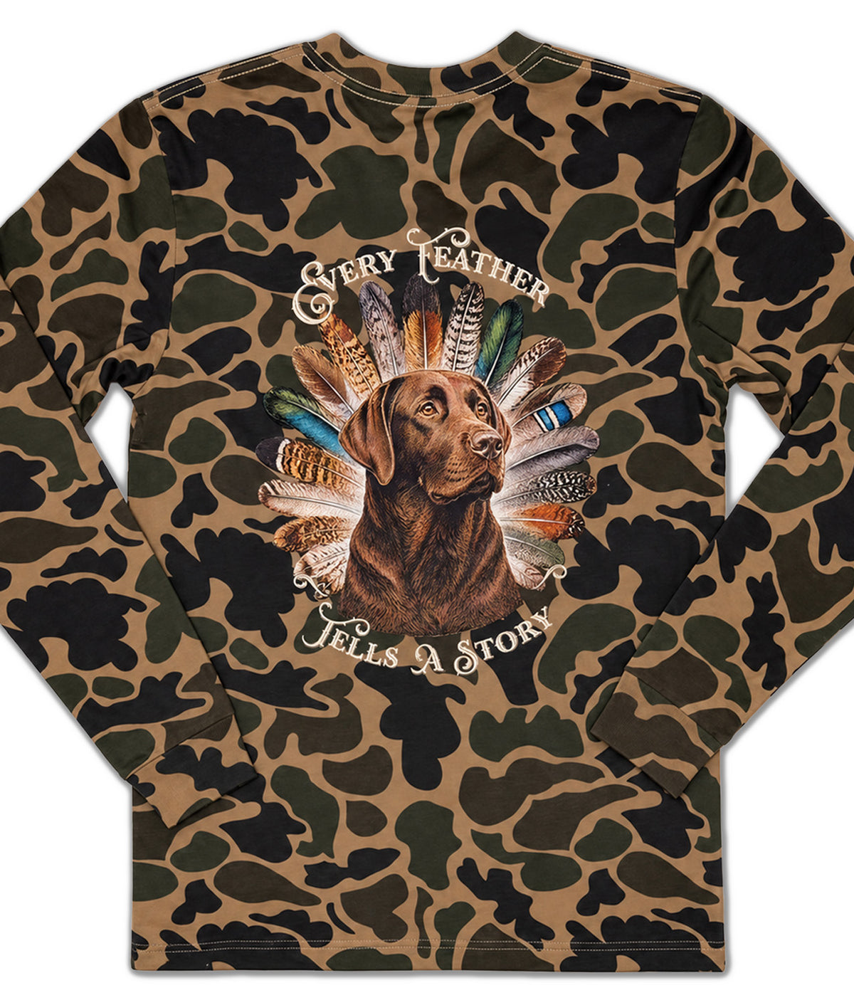 Duck Camo Long Sleeve Chocolate Labrador Retriever - Every Feather Tells a Story